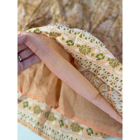 Cleobella Organic Cotton Peach Floral Smocked Midi Dress- Large - Picture 4 of 16